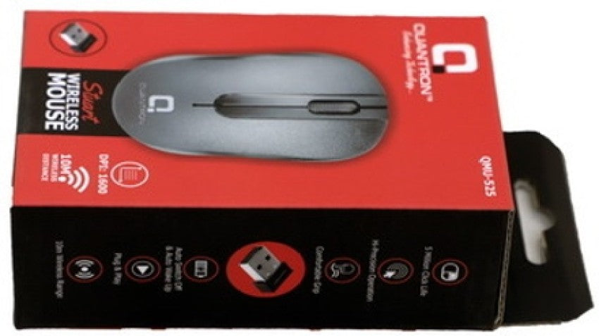 Quantron QMU-525 STUART WIRLESS MOUSE 10 MTR DISTANCE Wireless Optical Mouse (USB 2.0, Black)