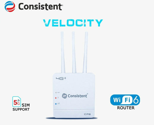 Consistent Velocity Wi-Fi 6 router with 5G SIM support